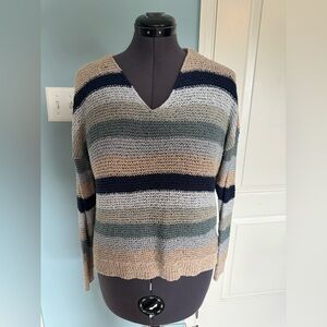 Knox Rose Open Knit Striped Sweater